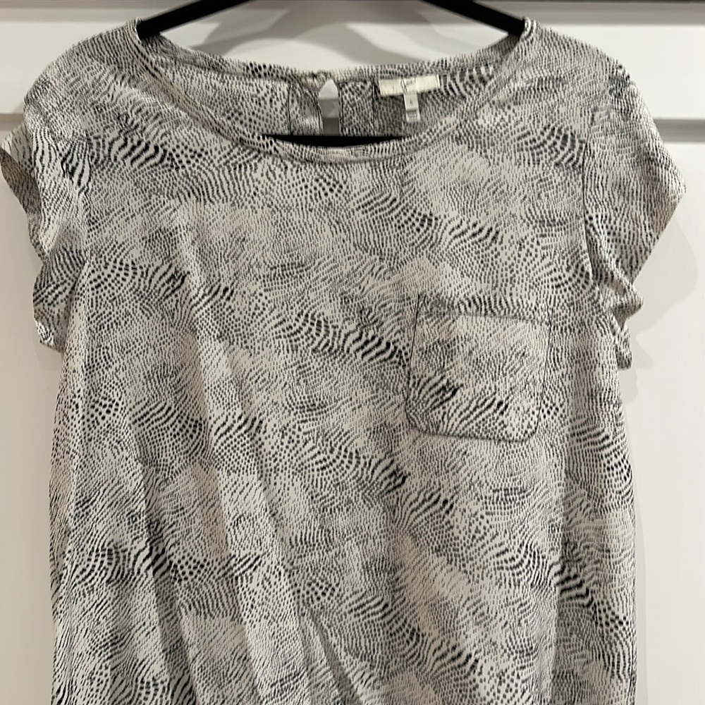 JOIE Women's Black and White Silk Top